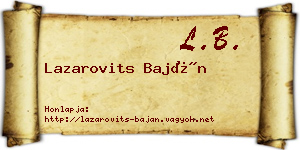 Lazarovits Baján névjegykártya